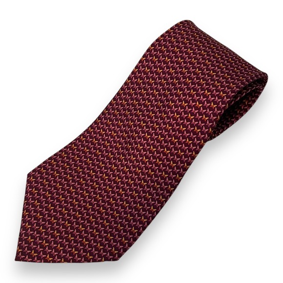 Salvatore Ferragamo Other - Salvatore Ferragamo Men's Silk Tie Burgundy Butterfly Print Made in Italy Luxury